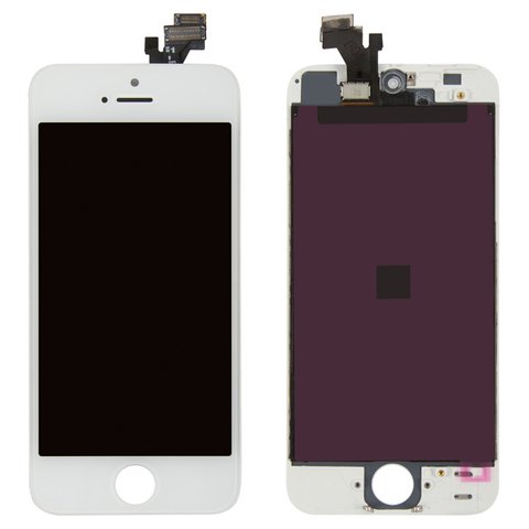 Дисплей для Apple iPhone 5, белый, с рамкой, Оригинал (переклеено стекло) Превью 1