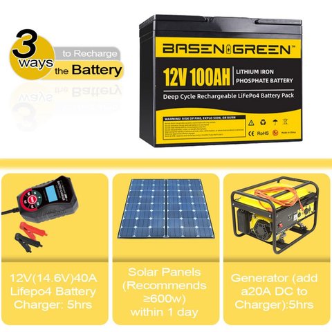 Аккумулятор Basen BG12100, LiFePO4, 12 В, 100 Ач, bluetooth Превью 2