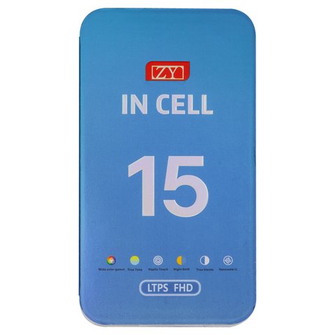 Дисплей для iPhone 15, чорний, з рамкою, Copy, (TFT), ZY, LTPS FHD Прев'ю 1