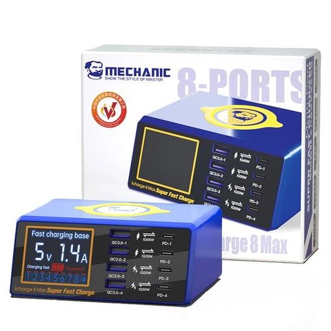 Сетевое зарядное устройство Mechanic iCharge 8MAX , 110 Вт, Quick Charge, Power Delivery (PD), с беспроводной зарядкой, 8 портов Превью 2