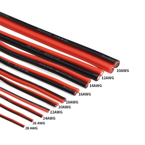 Wire In Silicone Insulation 2x10AWG, (5.3 mm², 1 m, red, black, UL3135) Preview 1