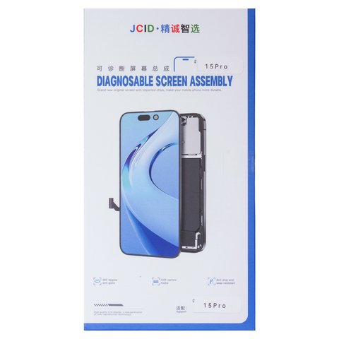 Pantalla LCD JCID puede usarse con iPhone 15 Pro, negro, con marco, HC, sin error, (OLED) soft, Diagnosable, 120Hz Vista previa  1