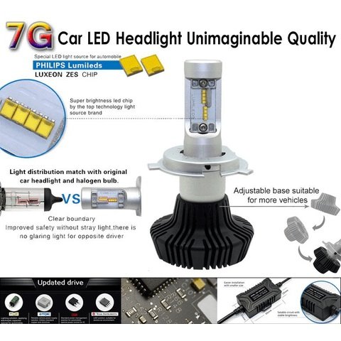 Juego de luces LED principales para coche UP-7HL-H1W-4000Lm (H1, 4000 lm, luz blanca fría) Vista previa  2