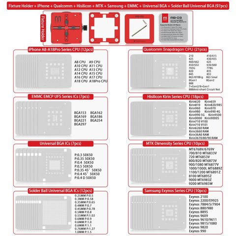 RB-03 - Máquina universal multifuncional para reballing con juego de 97 plantillas para microcircuitos BGA Vista previa  1