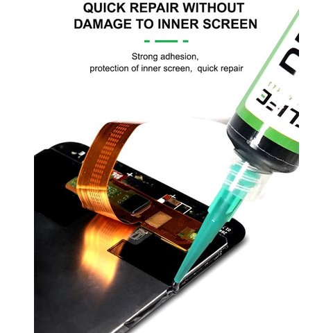 Клей RELIFE RL-035A, поліуретановий, чорний, для приклеювання задніх кришок, для дисплейних рамок, 10 мл Прев'ю 2