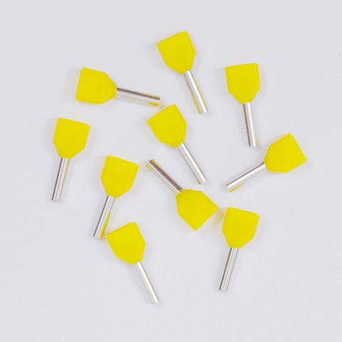 Наконечник TE7508, для 2х проводов, трубчастый, изолированный, желтый, 10 шт., 0,75 мм², 8 мм Превью 1