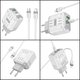 Сетевое зарядное устройство Hoco C136A, 45 Вт, Power Delivery (PD), белый, c кабелем USB тип-C к Lightning для Apple, 2 порта, #6942007627290 Превью 1
