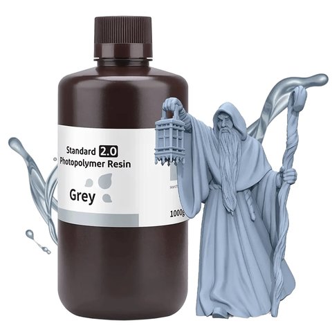 Фотополімерна смола для 3D-принтера ELEGOO Standard Resin V2.0 Grey, 1 кг Прев'ю 1
